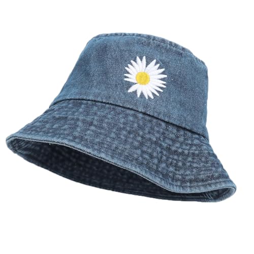 PALAY Women Bucket Hat Embroidery Daisy Flower Denim Bucket Hat Sun Hat Casual Outdoor Sun Cap Wide Brim Hat PALAY Women Bucket Hat Embroidery Daisy Flower Denim Bucket Hat Sun Hat Casual Outdoor Sun Cap Wide Brim Hat